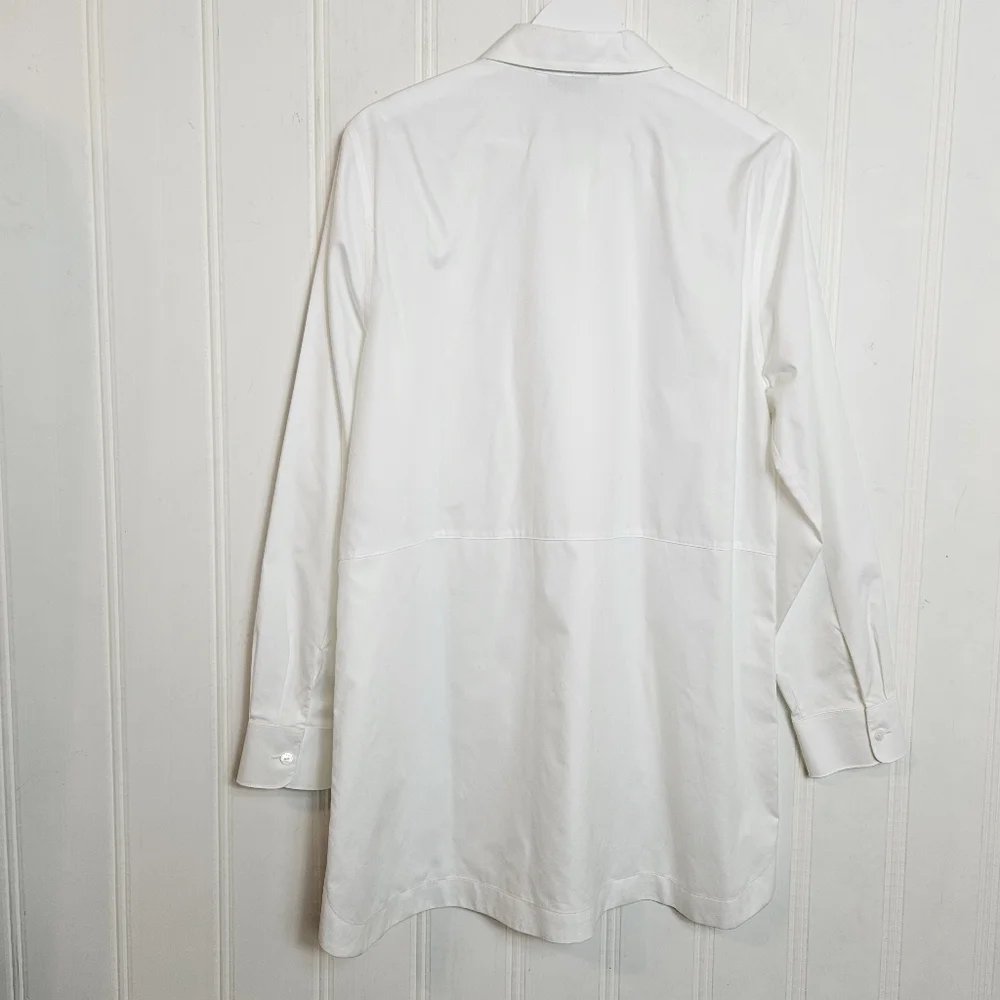 Foxcroft Top Womens Size 14 White Heritage Non-Iron Oxford Tunic Relaxed Shirt - Picture 8 of 15